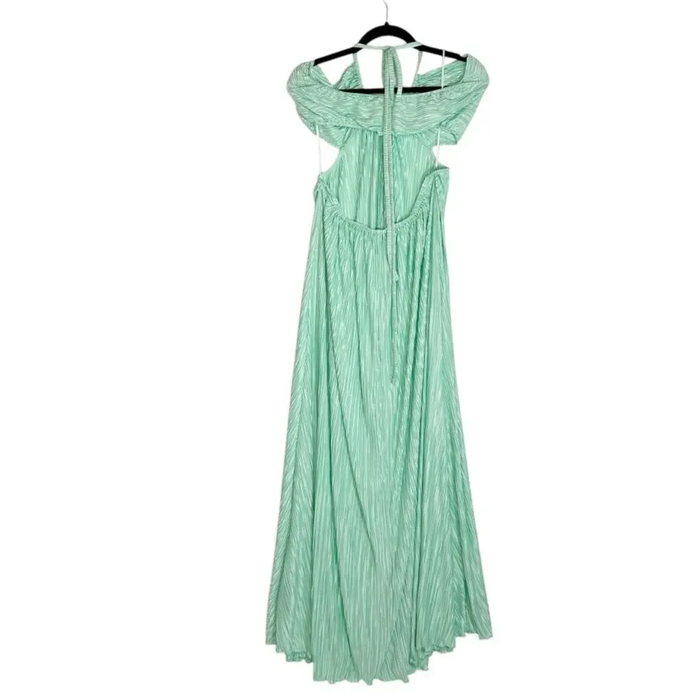 LOVESHACKFANCY Julissa Pleated Halter Maxi Dress